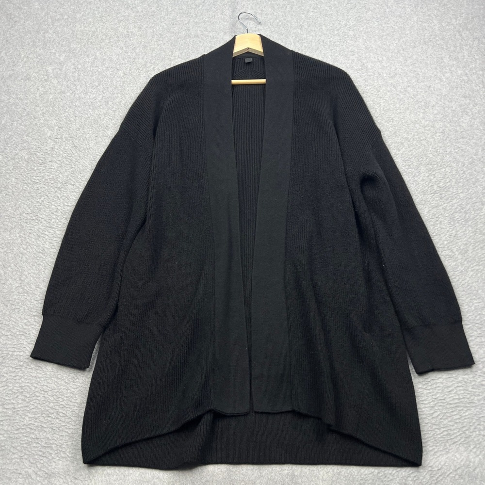 Lululemon Merino Wool-Blend Ribbed Long Wrap Sweater Womens 8 Black Cardi W3GKBS